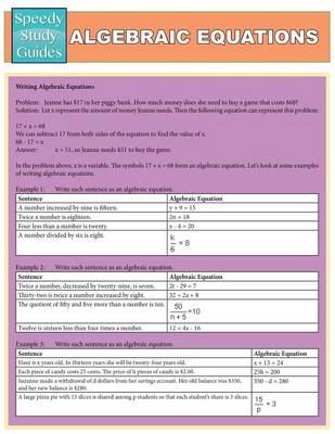 Book cover for Algebraic Equations (Speedy Study Guides