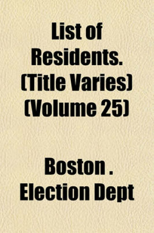 Cover of List of Residents. (Title Varies) (Volume 25)