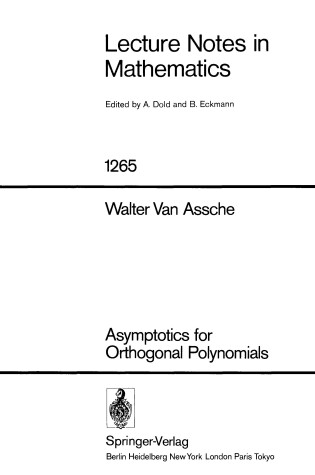 Cover of Asymptotics for Orthogonal Polynomials