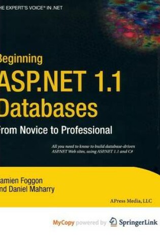 Cover of Beginning ASP.Net 1.1 Databases