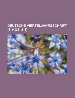 Book cover for Deutsche Vierteljahrsschrift (6, Nos. 3-4)