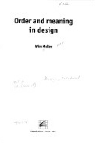 Cover of Order and Meaning in Design