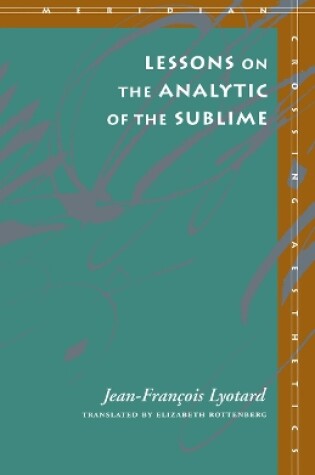 Cover of Lessons on the Analytic of the Sublime