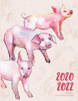 Book cover for 2020-2022 Three 3 Year Planner Watercolor Pig Piglets Monthly Calendar Gratitude Agenda Schedule Organizer