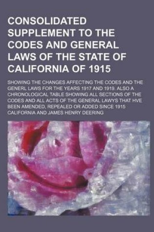 Cover of Consolidated Supplement to the Codes and General Laws of the State of California of 1915