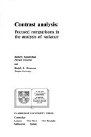 Cover of Contrast Analysis