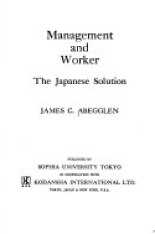 Cover of Management and Worker