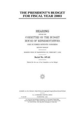 Cover of The President's budget for fiscal year 2003