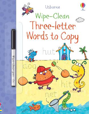 Book cover for Wipe-Clean Three-Letter Words to Copy