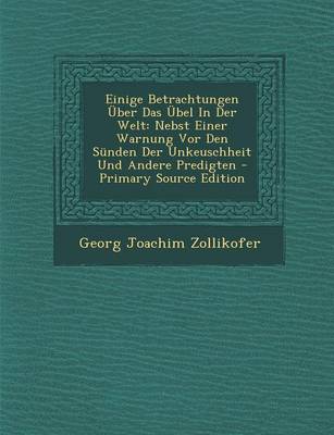 Book cover for Einige Betrachtungen Uber Das Ubel in Der Welt