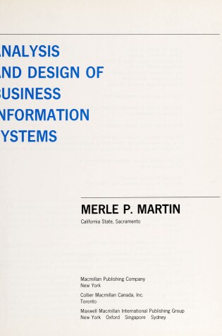 Cover of Analysis and Design of Business Information Systems