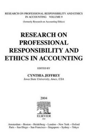 Cover of Research on Professional Responsibility and Ethics in Accounting