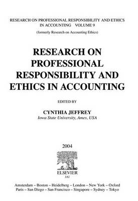 Book cover for Research on Professional Responsibility and Ethics in Accounting