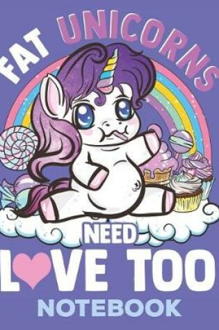 Cover of Fat Unicorns Need Love Too 8.5 x 11 Notebook