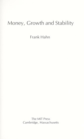 Book cover for Hahn: Money Growth Stability