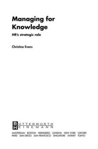 Cover of Managing for Knowledge
