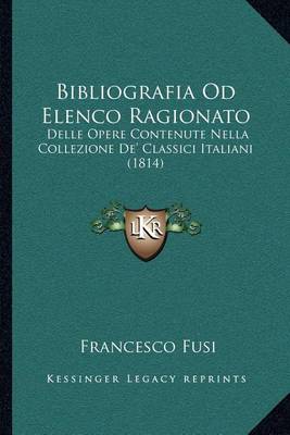 Book cover for Bibliografia Od Elenco Ragionato