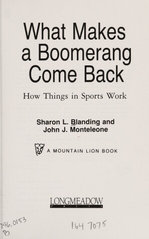 Book cover for What Makes a Boomerang Come Back