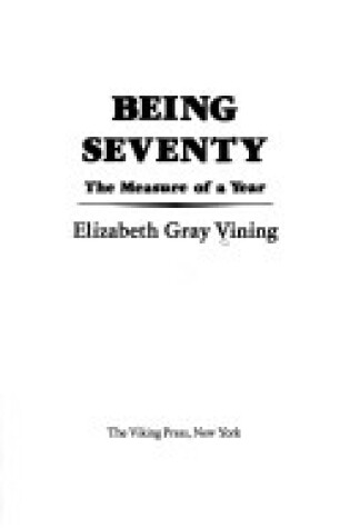 Cover of Being Seventy