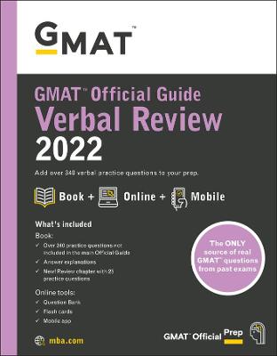 Book cover for GMAT Official Guide Verbal Review 2022 – Book + Online Question Bank, 1ed