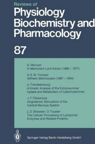 Cover of Reviews of Physiology, Biochemistry and Pharmacology 87