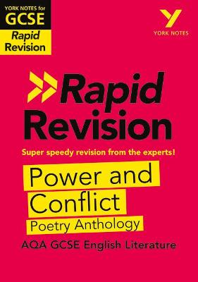 Book cover for York Notes for AQA GCSE Rapid Revision: Power and Conflict AQA Poetry Anthology catch up, revise and be ready for and 2023 and 2024 exams and assessments