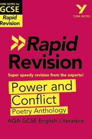 Cover of York Notes for AQA GCSE (9-1) Rapid Revision Guide: Power and Conflict AQA Poetry Anthology - catch up, revise and be ready for the 2025 and 2026 exams