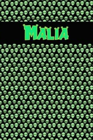 Cover of 120 Page Handwriting Practice Book with Green Alien Cover Malia