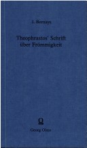 Book cover for Theophrastos' Schrift Uber Frommigkeit. Mit Bemerkungen Zu Porphyrios' Schrift Uber Enthaltsamkeit