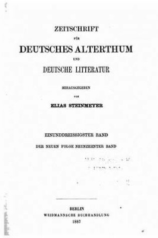 Cover of Zeitschrift fur deutsches altertum und deutsche litteratur