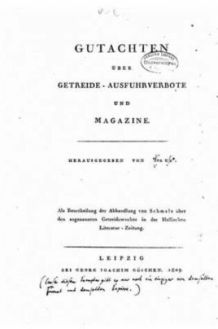 Cover of Gutachten uber getreide-ausfuhrverbote und magazine