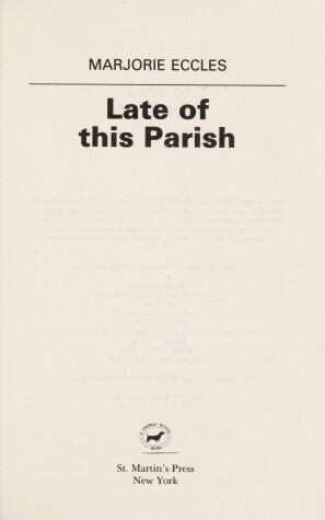 Book cover for Late of This Parish