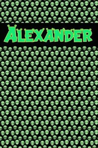 Cover of 120 Page Handwriting Practice Book with Green Alien Cover Alexander