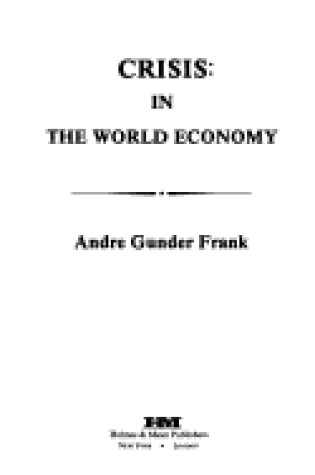 Cover of Crisis in the World Economy