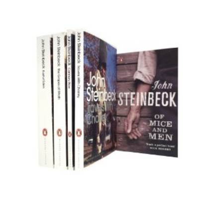 Book cover for John Steinbeck Penguin Classics Set. Travels with Charley, of Mice and Men, Cannery Row, the Grapes of Wrath & East of Eden