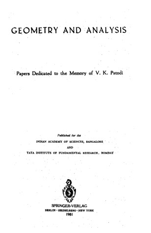 Cover of Geometry and Analysis