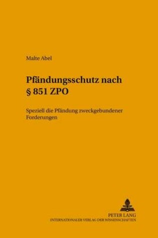 Cover of Pfaendungsschutz Nach  851 Zpo