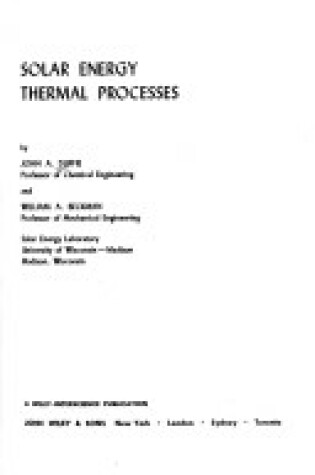 Cover of Solar Energy Thermal Processes