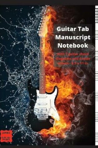 Cover of Guitar Tab Manuscript Notebook with 7 Guitar Chord Diagrams and 6 wide staves