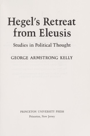 Cover of Hegel's Retreat from Eleusis