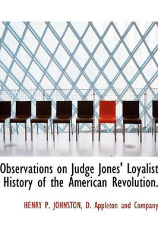 Cover of Observations on Judge Jones' Loyalist History of the American Revolution.