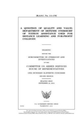 Cover of A question of quality and value