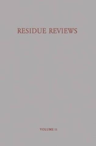 Cover of Residue Reviews/Ruckstandsberichte