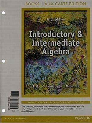 Book cover for Introductory and Intermediate Algebra, Books a la Carte Edition