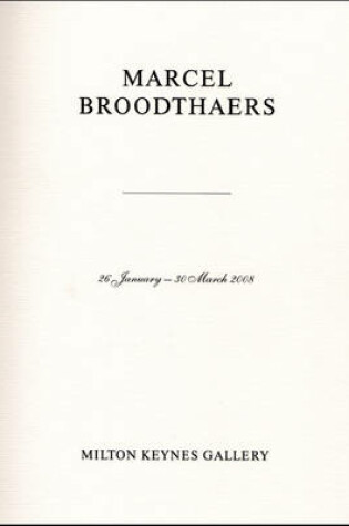 Cover of Marcel Broodthaers