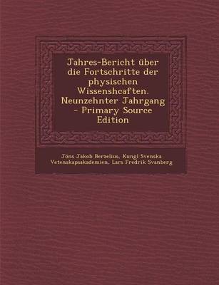 Book cover for Jahres-Bericht Uber Die Fortschritte Der Physischen Wissenshcaften. Neunzehnter Jahrgang