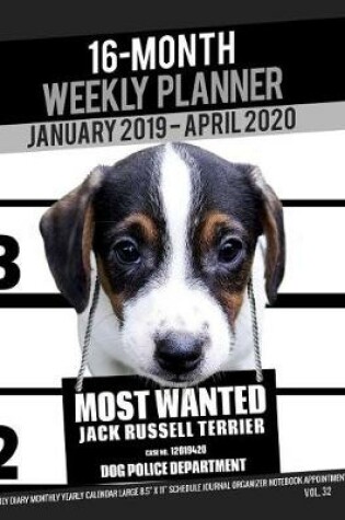 Cover of 16-Month January 2019- April 2020 Weekly Planner - Most Wanted Jack Russell Terrier