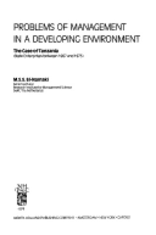 Cover of Problems of Management in a Developing Environment