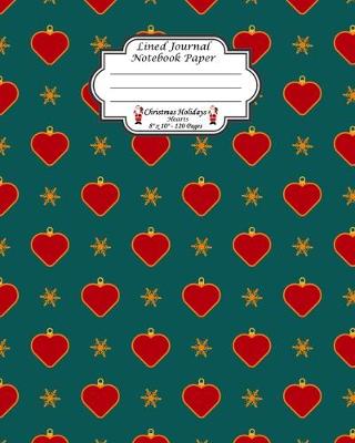 Book cover for Lined Journal Notebook Paper. Christmas Holidays Hearts