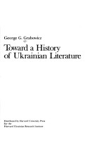 Cover of Toward a History of Ukrainian Literature